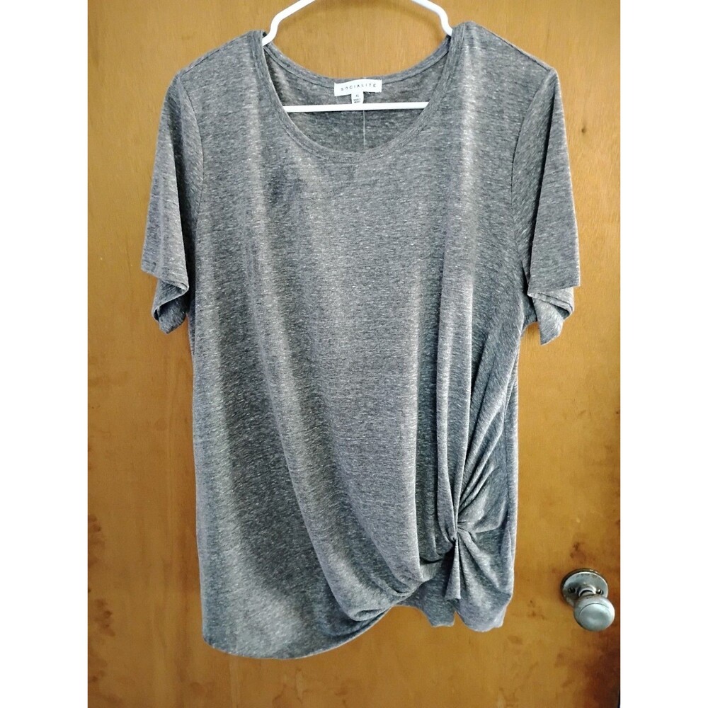 Socialite Heather Grey Front Side Knot Tie Classic Shirt Nordstrom Size  XL